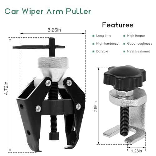 Windshield Wiper Arm Removal Tool Kit, Heavy-Duty Arm Bearing Remover Tool and Battery Terminal Puller, Adjustable Windshield Wiper Tools for Most Cars Trucks SUVs