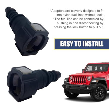2 PCS Automobile Fuel Line Quick Connector, 9.49 OD-ID8 Straight PA12 High Temp Resistant Connector, 3/8" Joint with Seal Ring, Universal Fuel Pump Line Repair Kit for Most Cars (Black)