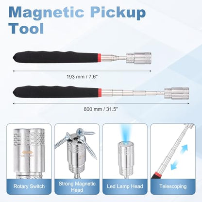 15Pcs Hook and Pick, Straight Head Magnetic Pickup Tool Plastic Pry Pieces Large Small Hook Short Pry Bar Gasket Scraper for Remove Hoses Gaskets Car Panel Fastener, Blue - color: Blue
