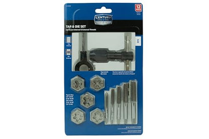 Century Drill & Tool 98922 Fractional Tap & Die Set, 12 Piece | 12 Piece Fractional Tap & Die Set is, consistently formed threads to ensure, exact fits - size: 12 Piece