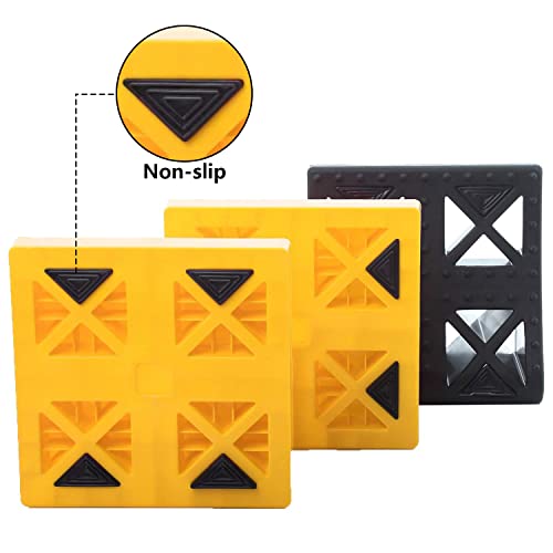 Homeon Wheels 10 Packs Rv/Camper Leveling Blocks, Chocks Anti-Slip Pads Design Include One Wheel Chock and Carrying Bag for Camper Travel Trailer - color: Yellow + Black chock