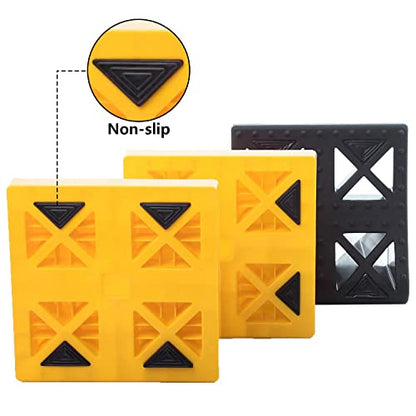 Homeon Wheels 10 Packs Rv/Camper Leveling Blocks, Chocks Anti-Slip Pads Design Include One Wheel Chock and Carrying Bag for Camper Travel Trailer - color: Yellow + Black chock