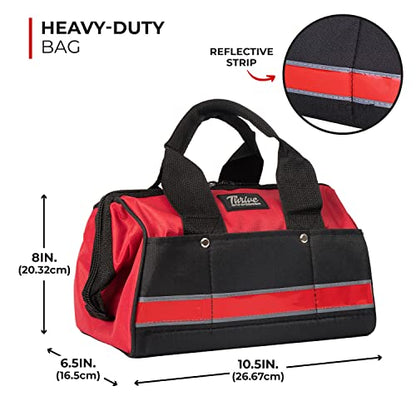 Thrive Car Emergency Kit & Roadside Emergency Car Kit - 104-Piece Set, Red Canvas Bag, Universal Fit - Jumper Cables, Escape Hammer & Tire Gauge - Road Trip Essentials & Emergency Supplies - color: Red Canvas Bag