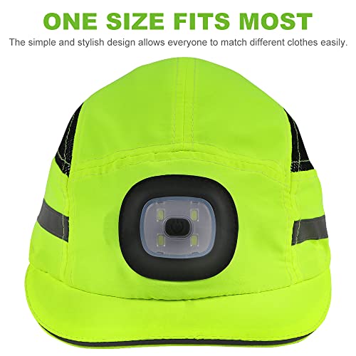 Bump Cap for Safety Baseball Cap Style Hard Hats for Adult Men Women Breathable Lightweight Safety Hat for Head Protection with Reflective Stripes - color: Lime with Light