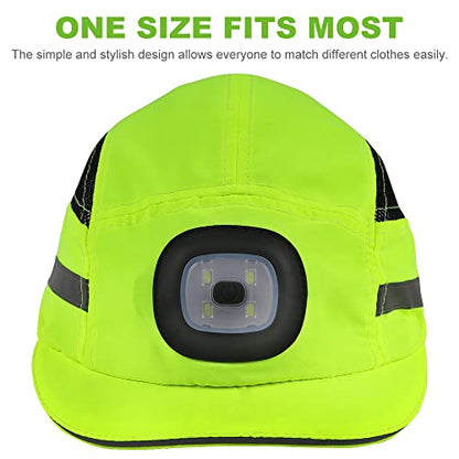 Bump Cap for Safety Baseball Cap Style Hard Hats for Adult Men Women Breathable Lightweight Safety Hat for Head Protection with Reflective Stripes - color: Lime with Light