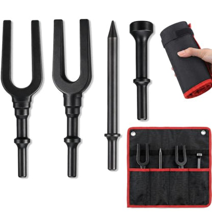 5 Pcs Ball Joint Removal Tool Set 0.94'' and 0.83'' Fork 6.7'' Shovel 4'' Air Hammer Removal Separator Kit with Storage Bag for Automotive Front End Service, Car, Van and Light Truck