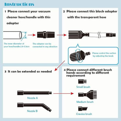 EZ SPARES Micro Cleaning Nozzle Kit,Micro Vacuum Attachment,Universal Vacuum Cleaner Attachment,Mini Micro Kit Keyboard Crevice Cleaning Tool Brush Kit,for Compact Wet Dry Shop Vacuum,Storage Bag Inc