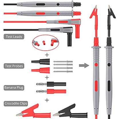 Proster Multi Test Leads Kit - Electrical Multimeter Test Lead with Alligator Clips Test Probe Spring Grabber Banana Plug Volt Meter Leads for Voltage Circuit Tester - style: Test Leads 21pcs