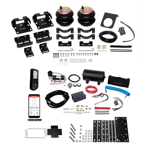 TrendsAuto Firestone Airide Ride-Rite Air Helper Springs Rear Kit & Dual Wireless App Remote Extreme Compressor with Tank fits 2012-2026 Silverado Sierra C3500HD Cab-Chassis | TrendsAuto Decal - size: Dual Path (Remote & App)