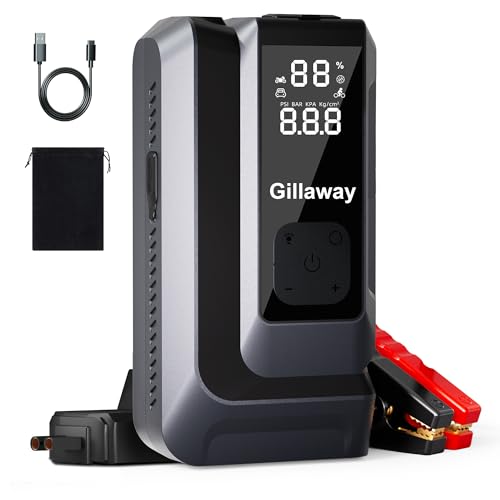 7-in-1 Jump Starter 8000A Car Jumper Starter Portable with 150PSI Portable Air Compressor, 12V Car Battery Charger, Tire Inflator, Flashlight - color: Dark black