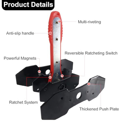Brake Caliper Press Tool with 360 Degree Swing Ratchet, Brake Piston Compressor Tool, Brake Pad Spreader, Brake Caliper Press Ratchet with 2 Extra PCS Steel Plates Range from 1.57"-2.76", Red - color: Red