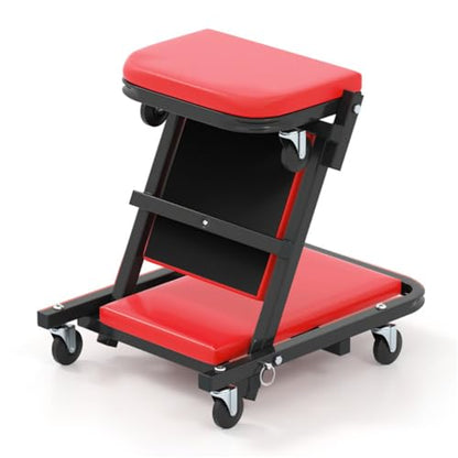 Garage Creeper for Under Vehicle Work, Mechanic Creeper, Rolling Creeper with 6 Swivel Casters, Padded Garage Repair Cart for Under Car Work, Low Profile Shop Creeper, Car Repair Slider Tool - Red