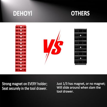 DEHOYI 48 pcs Magnetic Modular Wrench Organizers for Tool Drawers - Wrench Rack with Metric&SAE Labels, Perfect Tool Storage Holder with Magnet. Gift for mechanics (Red) - style: Magnetic (48 pcs Red)