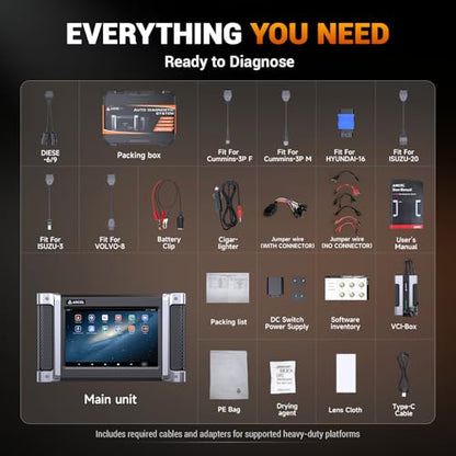 ANCEL HD8000 Heavy Duty Truck Diagnostic Scanner, Advanced Diesel Scanner with DPF Regen, Idle & Speed Limit Adjustment, Full-System ECU Diagnostics, Lifetime Free Updates - style: HD8000