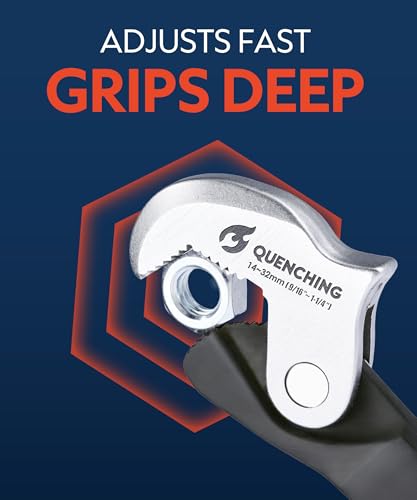 QUENCHING 2-Piece Self-Adjusting Crowfoot Wrench Set, 7.5" (5/16"–11/16", 8–17mm) & 9.5" (9/16"–1-1/4", 14–32mm), Rust Resistant Power Grip, Space-Saving Tool for Car & Home Repairs - size: 2-Piece Set (7.5" + 9.5")