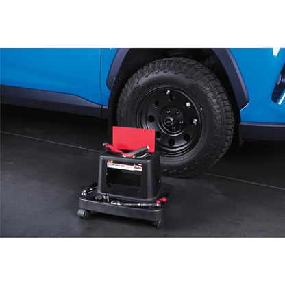 Performance Tool W85026 Multi-Slot Creeper Rolling Work Seat with Storage Tray for Mechanic Garages and Workshops, Black/Red, 18x13.4x12.4-Inches - style: Rolling Work Seat
