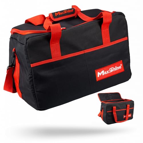 Maxshine Car Detailing Organizer Bag Tote | Black 600D Oxford Fabric, Water-Resistant & Lightweight | Professional Auto Detailing Tool Bag with Multiple Pockets for Car Care & Garage Storage