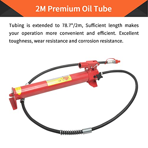 20 Ton Porta Power Hydraulic Jack 2M(78.7in) Welded Car Bottle Auto | Body Frame Repair Kit Air Pump Lift Ram for Load Truck Bed Unloader Farm and Oil Hose Hydraulic Ram Equipment Construction - size: 20 Ton