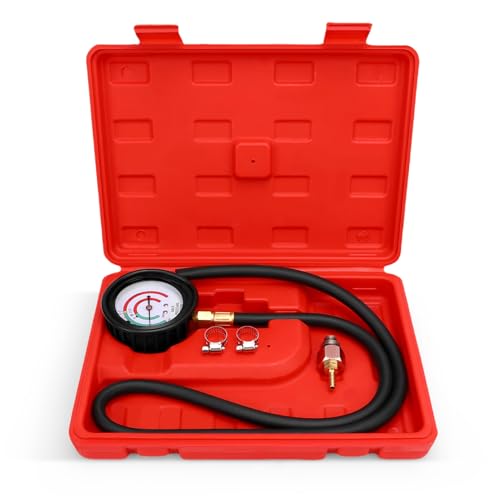 Pressure Tester Kit - Catalytic Converter Clog Diagnostic Tool with 2.5 PSI/Bar Gauge, 6FT Hose, M 12 / M 18 Adapters & ABS Case for Automotive Repair
