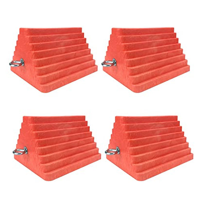 HOXWELL Premium 4 pcs Heavy Duty Wheel Tire Chocks, Vehicle Chocks with Eyebolt for Travel Trailers, Camper, Truck, Car and ATV 4 Pack, Orange - color: Orange-4 pcs