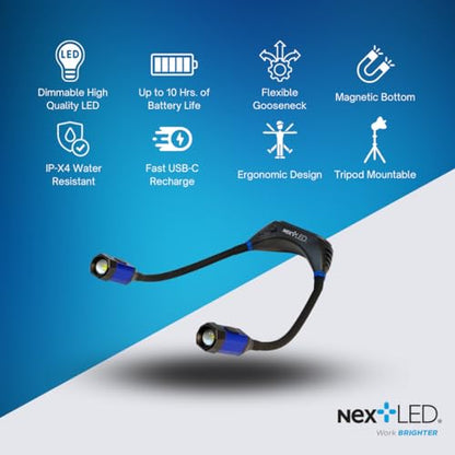 NextLED Ultimate Hands-Free Work Light Combo: NT-7544 Heavy Duty Work Light & NT-6633 Rechargeable LED Neck Light