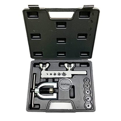 Automobile Double Flaring Tool kit with Extra 5 Dies(3/16,1/4,5/16,3/8 and 1/2 inch) of adapters for Brake Brass Tube and Copper Aluminum line.45 Degree Flare Tool.