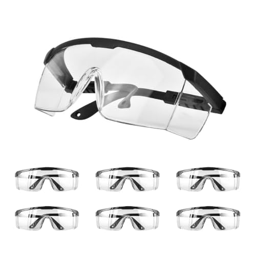 Safety Goggles Protective Eyewear Goggles, Anti Droplet Debris Googles for Work Lab - color: Clear Lens-6p