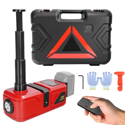 Cordless Electric Car Jack Kit for Milwaukee 18V Battery, Cordless Remote Control 5 Ton Hydraulic Car Jack with LED Light for Sedan, SUV,MPV,Truck (NO Battery