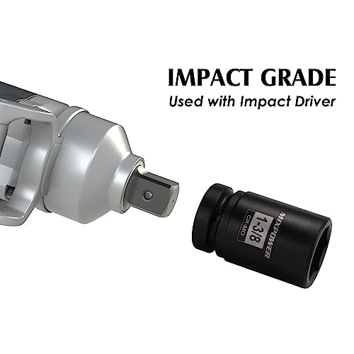 MIXPOWER 9PCS 1"Drive Impact Deep Socket Set, 6 Point, 1" - 2", CR-MO, SAE, Deep, 1" Dr. Deep Spindle Axle Nut Impact Socket Set - size: 25.4mm-50.8mm (9 Pieces)