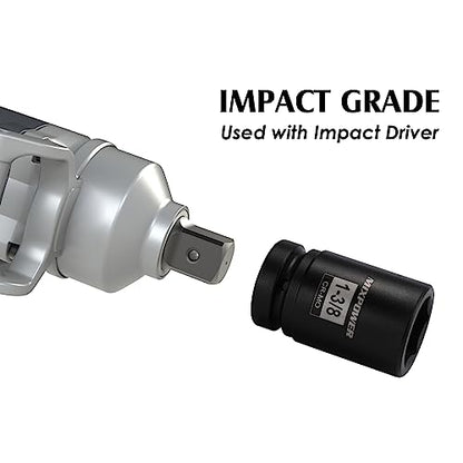 MIXPOWER 9PCS 1"Drive Impact Deep Socket Set, 6 Point, 1" - 2", CR-MO, SAE, Deep, 1" Dr. Deep Spindle Axle Nut Impact Socket Set - size: 25.4mm-50.8mm (9 Pieces)