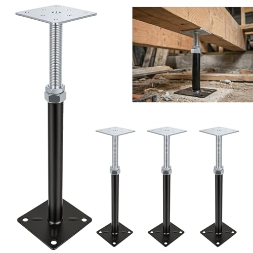 Adjustable House Floor Jacks, Post Floor Joist Jacks for Leveling, 12" - 16" Height Adjust Range, Telescoping Screw Jacks for Temporary Support, 5000 LBS Max Load Capacity 4 Pack - size: 12" - 16" Adjustable Floor Jacks