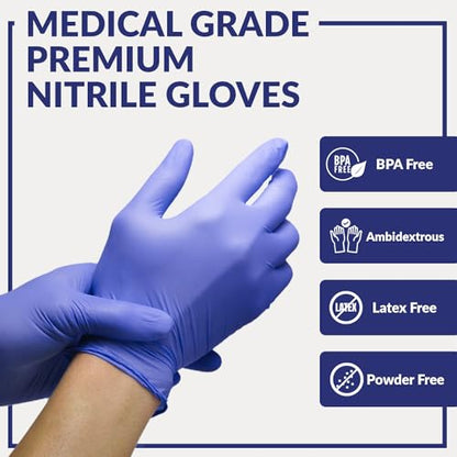Klex Nitrile Exam Gloves - Medical Grade, Powder Free, Rubber Latex Free, Food Safe, Lavender - size: X-Large