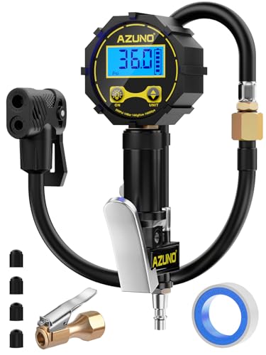 Presta Valve Adapter with Pressure Gauge, 200 PSI Bike Tire Inflator | 200 PSI Digital Gauge, Dual Presta & Schrader Chuck, Inflate, Check & Deflate, Brass Air Chuck, Air Compressor Compatible - size: Digital Upgraded