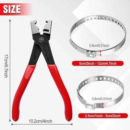 9 Pcs Hose Clamp Pliers with CV Boot Clamp Kit, Clic and Clic R Type Collar Plier Small and Large Stainless Steel Universal Adjustable Drive Shaft CV Boot Automobile Repair Tools for Most Car