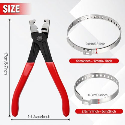 9 Pcs Hose Clamp Pliers with CV Boot Clamp Kit, Clic and Clic R Type Collar Plier Small and Large Stainless Steel Universal Adjustable Drive Shaft CV Boot Automobile Repair Tools for Most Car