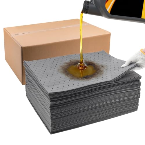 Heavy Duty Oil Absorbent Pads 13.5" x 17.5" 100 Pcs | Automotive Absorbent Pad Absorbs Up to 10 oz per Oil Spill Pads Universal Leak Drip Garage Floor Oil Water Coolant Workshop - color: 100 Pack, size: W13.5in,L17.5in