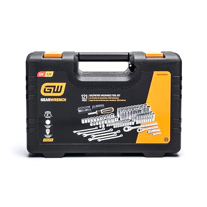 GEARWRENCH 121 Piece 1/4” & 3/8” Drive 72-Tooth SAE/Metric Mechanics Hand Tool Set | GW72SCBMTS - style: 121 Piece