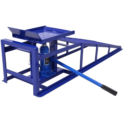 2 PCS Hydraulic Car Ramps, 5T Low Profile Car Lift Service Ramps Truck Trailer Garage,Height Hydraulic Vehicle Ramps, Blue
