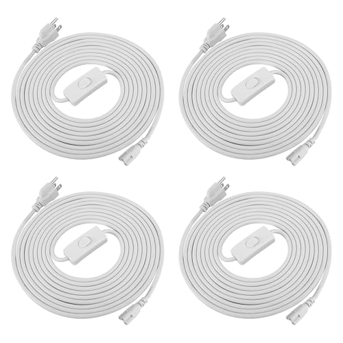 T5 T8 Power Cord with On/Off Switch,15FT Extension Cord,US Plug Tube Light Connector Power Cable,3 Prong Female End T5 T8 LED Lamp Connecting Wire for Garage,Shop,Basement,Barn,Pack of 4