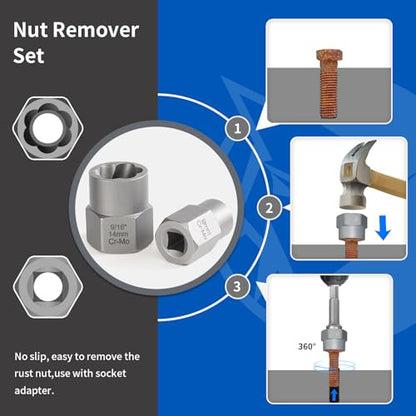 40 pcs Bolt Extractor Set, Screw Extractor, hub nut Removal Tool with Left-Hand Drill bit, HSS Cobalt Drill bit, Easy Screw Removal Tool Set for Damaged, Frozen, Broken, Rusty Screws and Bolts - size: 40