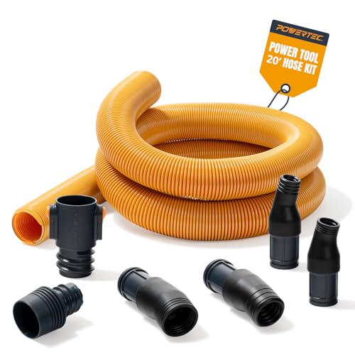 POWERTEC Power Tool Hose Kit with 20’ Vacuum Hose, 4 Quick Change Adapters & Threaded Coupler – Dust Collector Hose Kit for Connecting Table Saw, Power Tools to Shop Vacuums and Dust Collection System - size: 20 Ft. Hose Kit