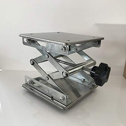 LabZhang 6" x 6" Stainless Steel Lab Jack Scissor Stand Platform Table | Lab Lift Stand Scientific Scissor Lifting Jack Platform,Expandable Lift Height Range 74mm-275mm Maximum Support Weight 25kg - size: 6x6