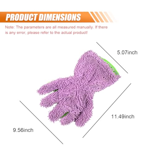 Craedli 2PCS Car Wash Mitts, Anti-Scratch Double Sided 5-Finger Microfiber Car Interior&Exterior Detailing Gloves, Soft Vehicle Chenille Dusting Mitt for Cleaning Wheel Tight Spot (Purple) - color: Purple