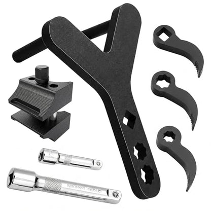 Lower Control Arm Prying Tool with 2 Extension Pole, 3PCS Pry Bar Wrench Adaptor & Strut Spreader, Ideal for Control Arm/Suspension Removal, Fits Most Front-Wheel Drive Vehicles - size: 7PCS