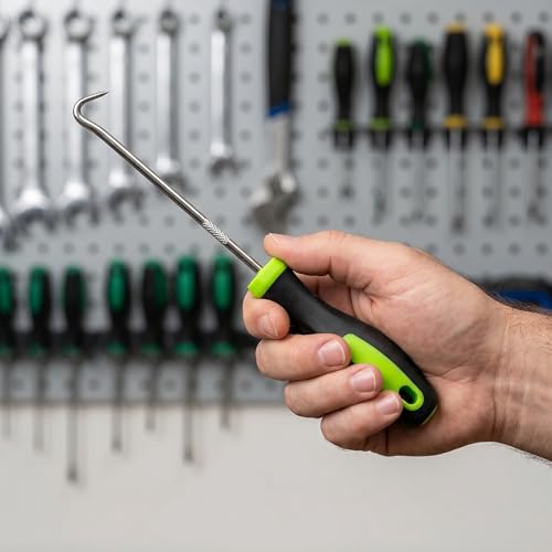Precision Hook Pick Tool, 6.69 Inch Heavy Duty Stainless Steel Pick with Ergonomic Grip, Ideal for Automotive, Mechanical & Home Repairs