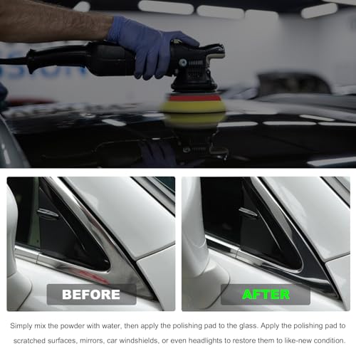 Glass Polishing Kit, Multifunctional Windshield Scratch Removal Kit with 100g Cerium Oxide Powder, Wool Polishing Wheel Deep Scratch Remover for Windscreen & Glass Repair