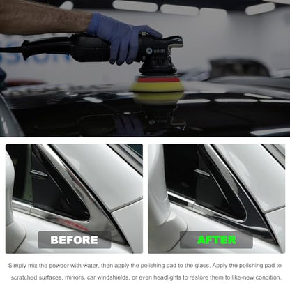 Glass Polishing Kit, Multifunctional Windshield Scratch Removal Kit with 100g Cerium Oxide Powder, Wool Polishing Wheel Deep Scratch Remover for Windscreen & Glass Repair