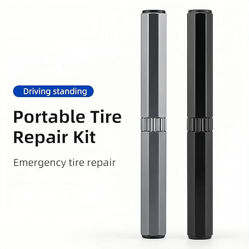 Tubeless Tire Repair Kit with Plugs, Tire Plug Kit, Portable Bike Tools, Flat Tire/Puncture Repair Kit, Tubeless Bike Tire Emergency Repair Kit - color: Silver