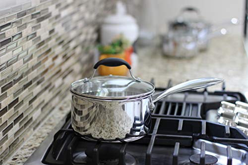 AVACRAFT Tri-Ply Stainless Steel Saucepan with Glass Strainer Lid, Two Side Spouts, Ergonomic Handle, Multipurpose Sauce Pan with Lid, Sauce Pot, Cooking Pot (Tri-Ply Full Body, 2.5 Quart) - size: 2.5 Quarts