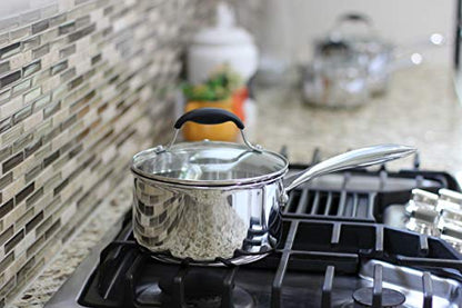 AVACRAFT Tri-Ply Stainless Steel Saucepan with Glass Strainer Lid, Two Side Spouts, Ergonomic Handle, Multipurpose Sauce Pan with Lid, Sauce Pot, Cooking Pot (Tri-Ply Full Body, 2.5 Quart) - size: 2.5 Quarts